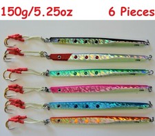 Speed Jigs 6 Pieces 5.25oz/150g Vertical Butterfly Saltwater Lures + FREE BAG