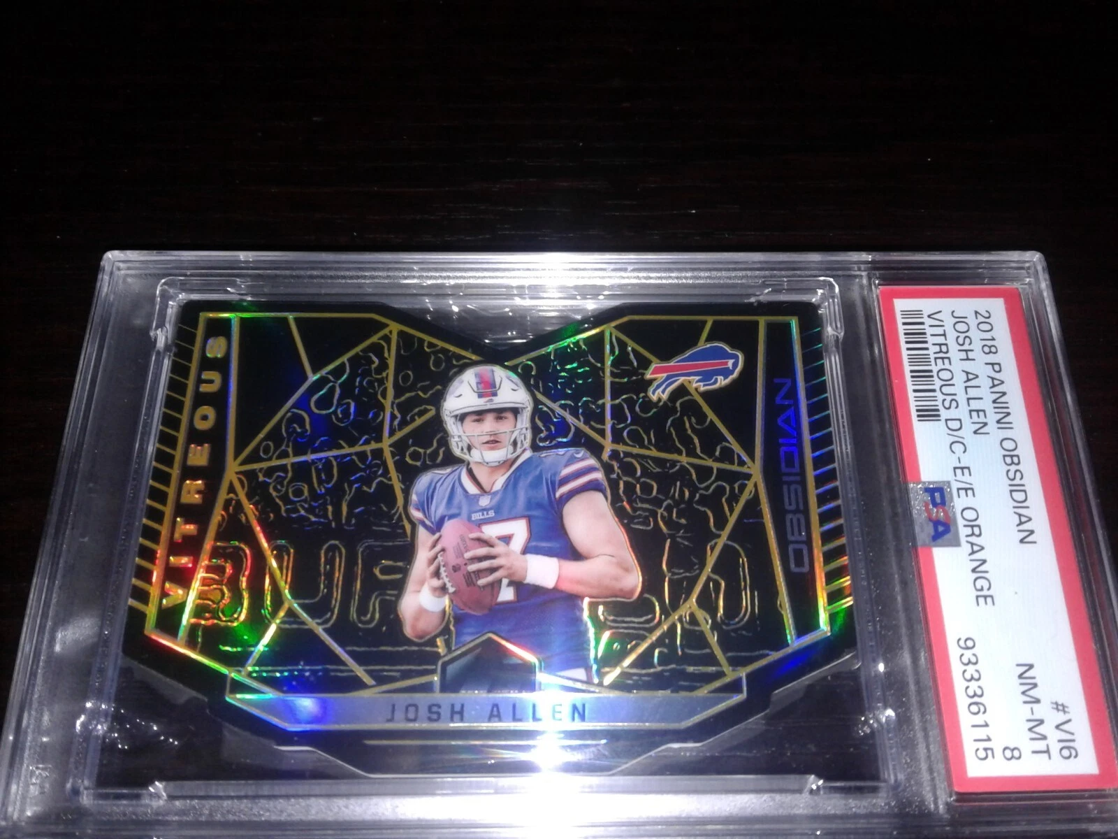 Josh Allen Panini Obsidian Vitreous Die-Cuts #VI6 Electric Etch Orange