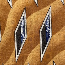 Roundtree & Yorke Men's Tie Brown Multicolor Geometric 100% Silk Made in USA