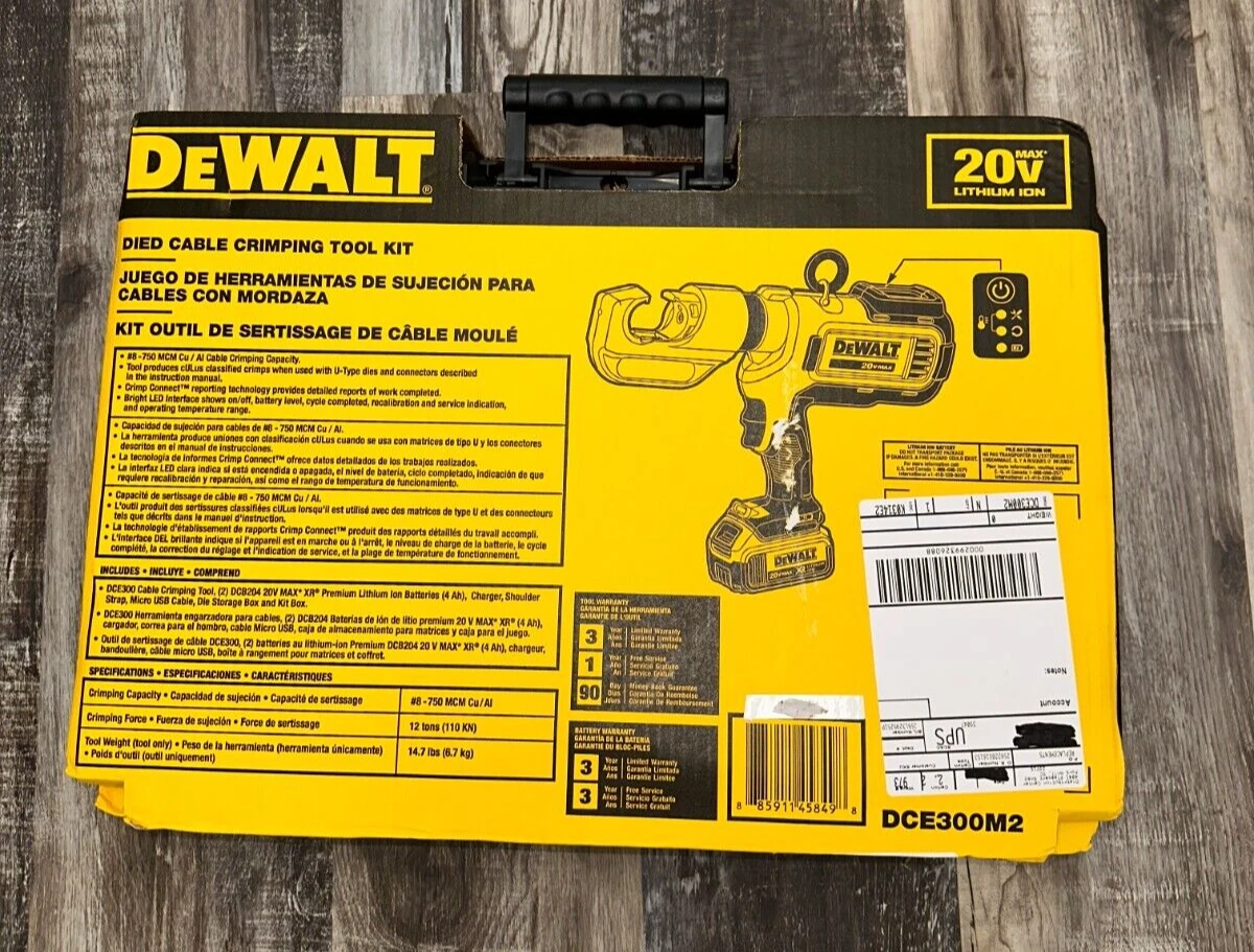 DEWALT DCE300M2 20V Crimping Tool Kit with Batteries