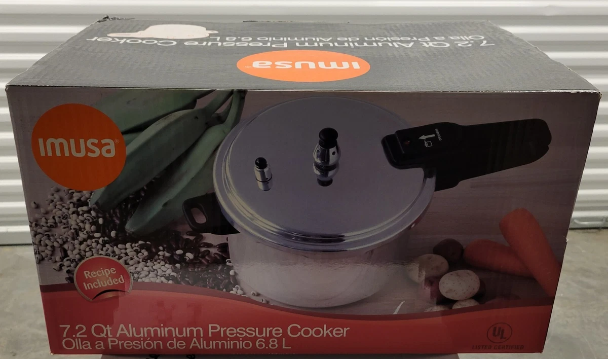 NIB IMUSA Pressure Cooker Aluminum 7.2 Quarts With Recipe Book