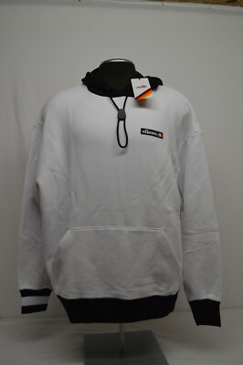 NEW Ellesse LIVATA Men's LARGE Pullover OH Hoodie Black/White  Sewn Patch Logo