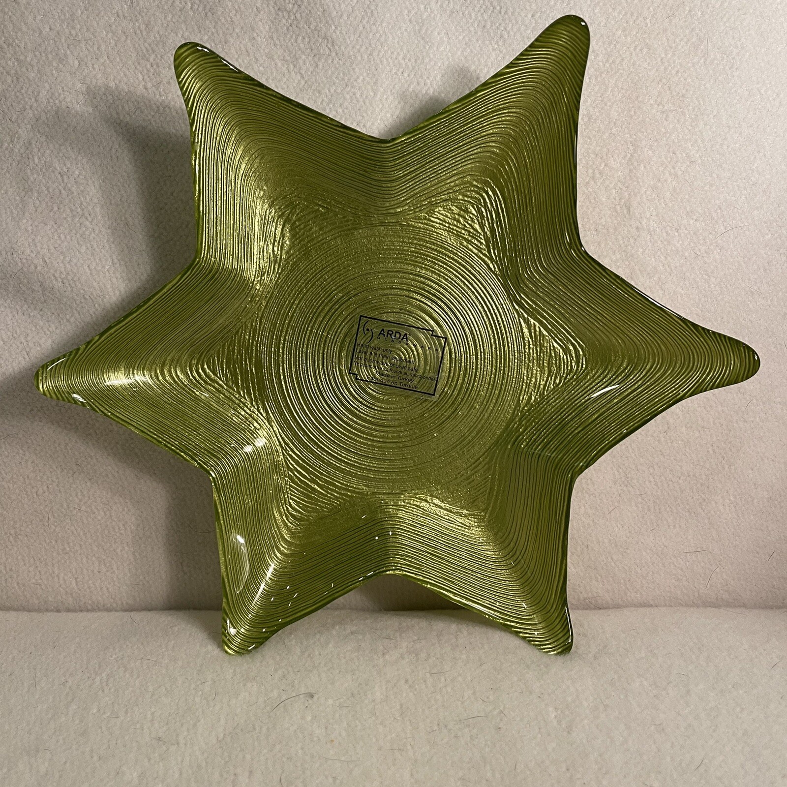 Area Lime Green Swirl Star Glass Serving Bowl Dish New