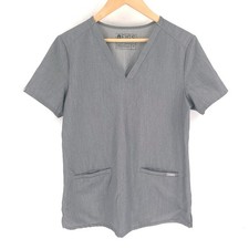 Figs Scrub Top Womens Small Gray Casma Three-Pocket Pullover V Neck