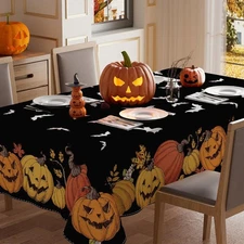 XCHI Black Spooky Pumpkin Halloween 104 x 60 (Rectangular), Colored 