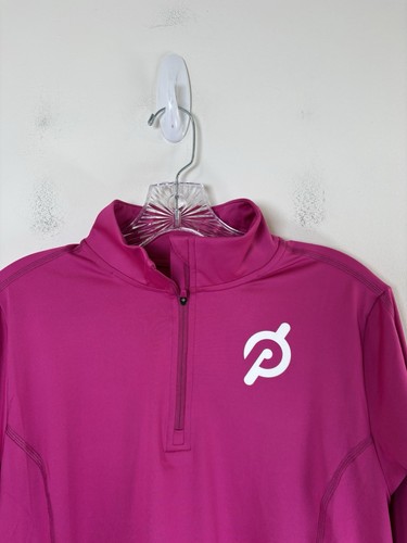 Peloton Top Women Size Medium Pink Logo 1/4 Zip Stretch Spinning Cycling Workout - Picture 3 of 10