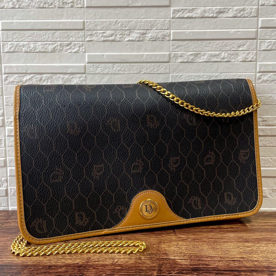 Dior Honeycomb PVC Leather Chain Strap Shoulder Bag New