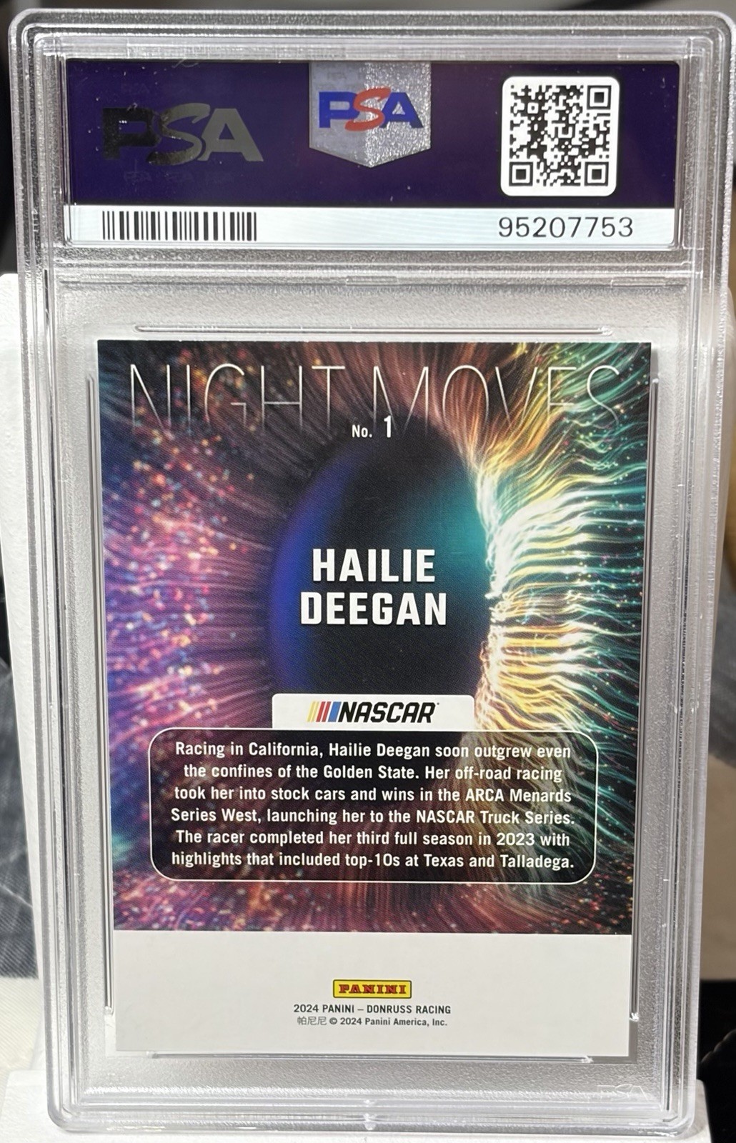 2024 Donruss Hailie Deegan Night Moves PSA 10 Pop 1 view 2