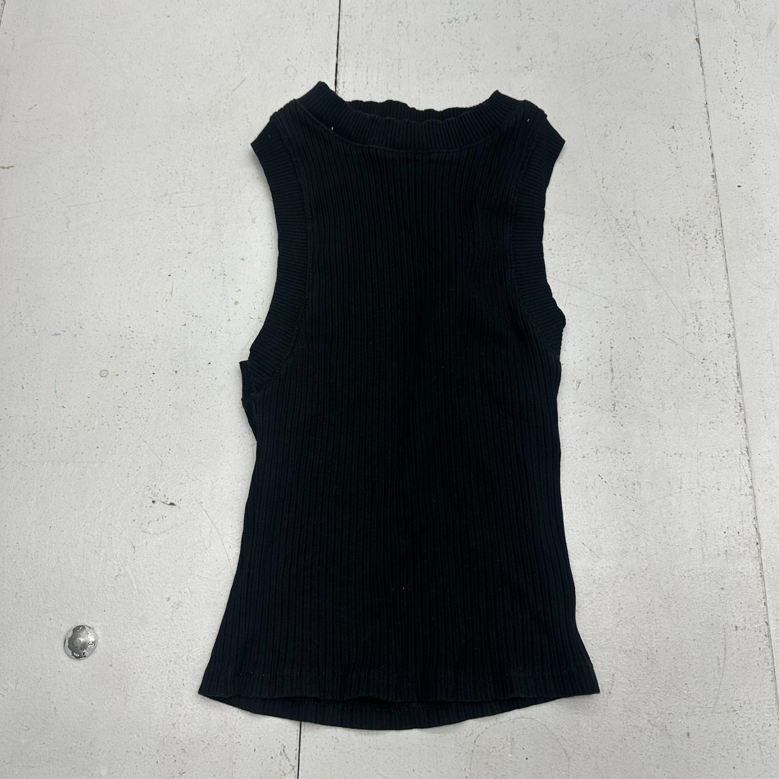 Zara Solid Black Ribbed Halter Neck Sleeveless Ca… - image 1