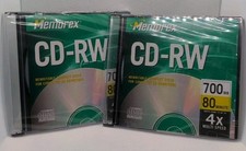 2x MEMOREX CD-RW 4X Multi Speed 700MB 80 Min Compact Discs Rewritable