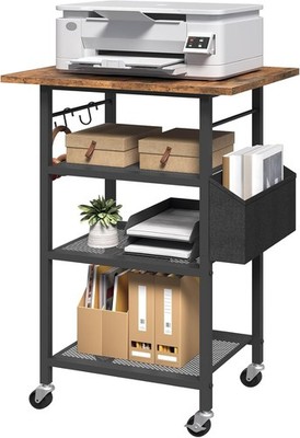 4-Tier Printer Stand Rolling Printer Table on Wheels Industrial Storage Stand