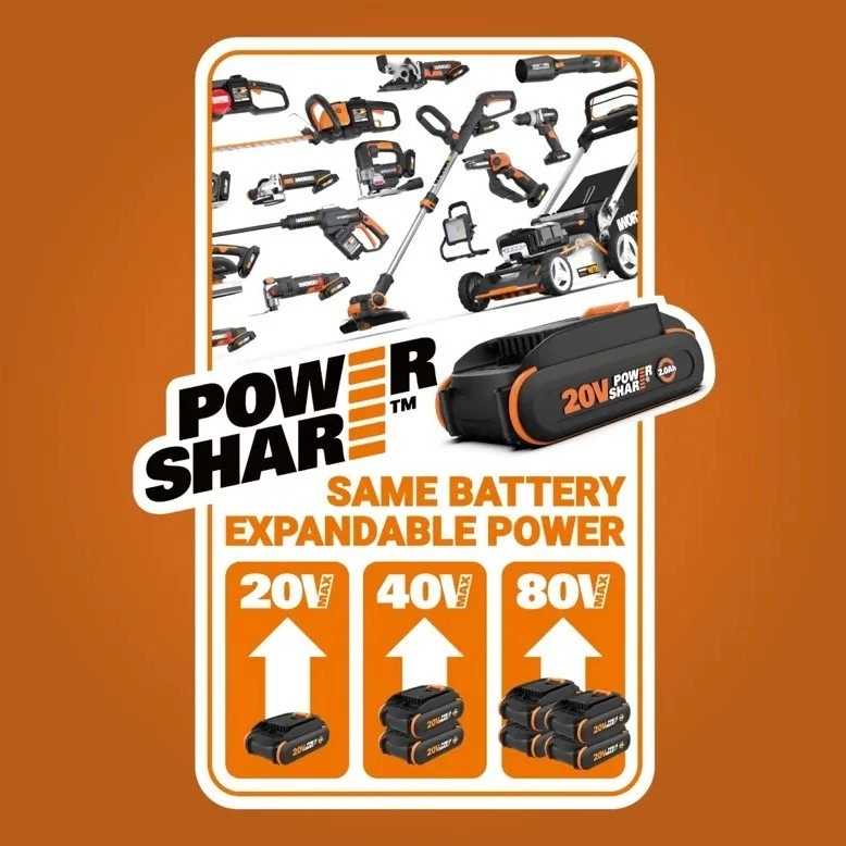 Worx 20V GT Revolution Cordless Trimmer Edger WG170.2 Tool + 2.0Ah Battery - Image 4 of 4