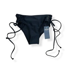 Hollister Cheeky Bikini Bottom Womens XS Black Ruched Scrunched Tie NWT
