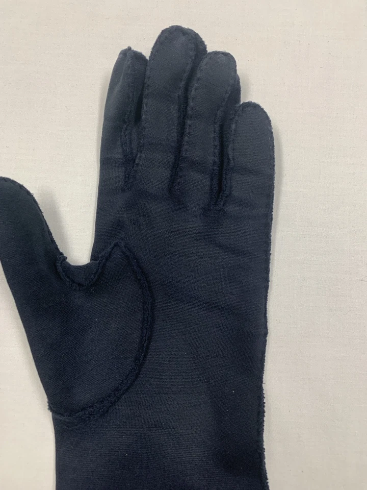 Guantes Largos Vintage Azul Diseño Ojales Largos Tela Suave Noche Fiesta Foto 4 de 4