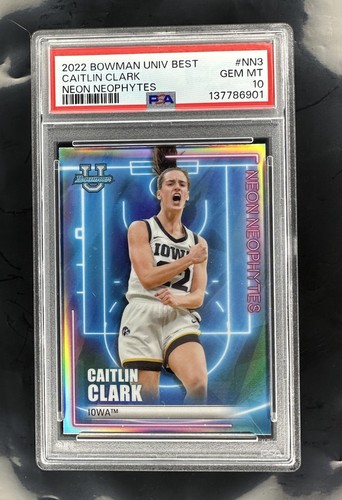 2022 Bowman University Best CAITLIN CLARK RC Neon Neophytes Refractor PSA 10 Gem