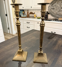 Pair of 16" Brass Bombay Candlestick Holders EUC
