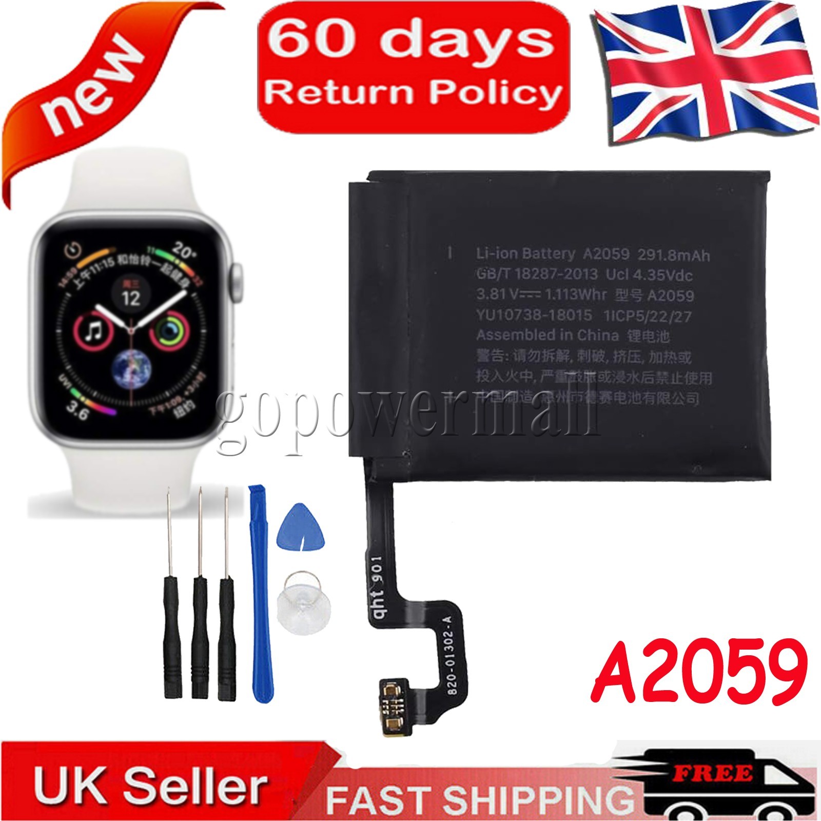 Battery A2059 291.8 mAh For Apple Watch Series 4 (44mm) / iWatch Series 4 (44mm)