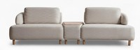 2-Sitzer-Sofa Zwischentisch Beige Farbe Moderner Stil Holzbeine Neu