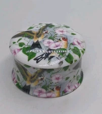 Newhall Bone China Trinket Dish With Lid Goldfinch Birds RJ Heritage