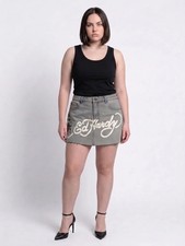 Womens Ed Hardy Cross Denim Mini Skirt
