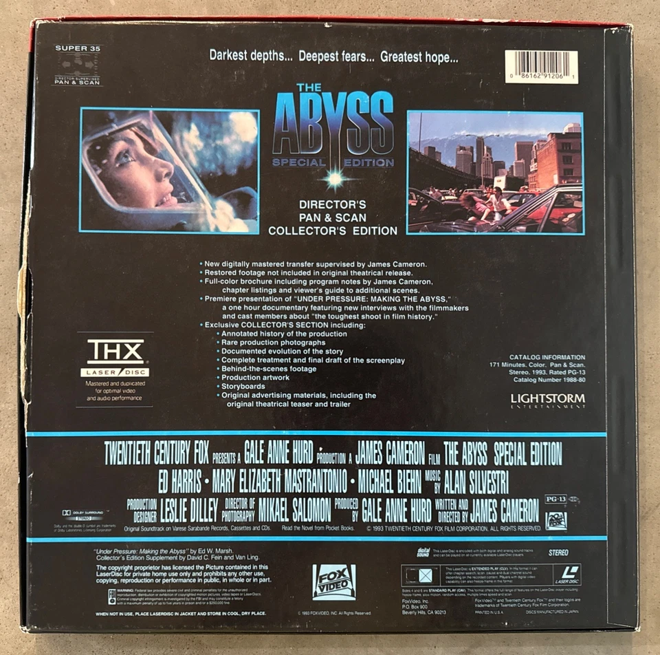 🌊 The Abyss Special Edition LaserDisc Box Set (1993) – 1st THX Certified LD 🌊 - Image 2 of 3