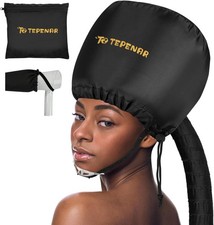 Bonnet Hair Dryer Attachment Large Black Upgraded Soft Adjustable Hand Held Hair