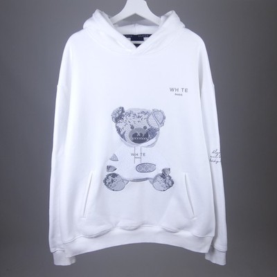 BLVCK PARIS Hoodie Sweatshirt Kapuze Teddy Herren Weiß Gr. L 
