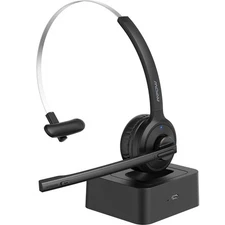 Mpow M5 Pro Bluetooth 5.0 Headphones with Mic Charging Base PC Call Center