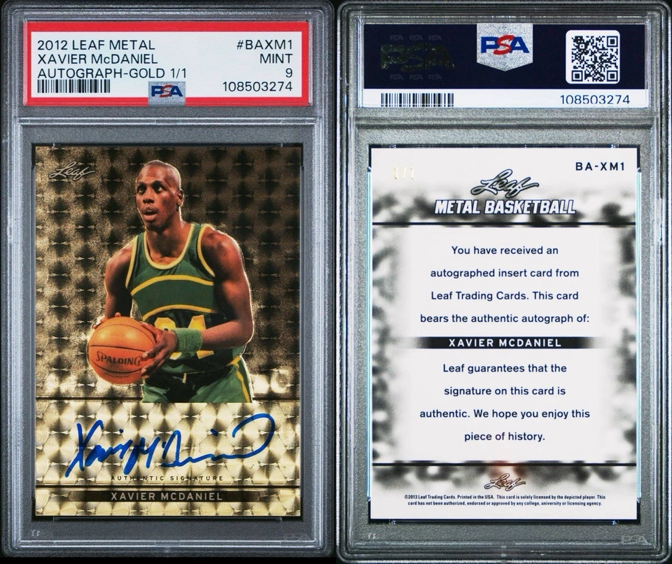 Leaf Metal 2012: Xavier McDaniel Gold Auto 1/1 PSA 9 en tarjeta Sonics, The X-Man Foto 3 de 3