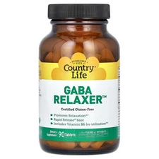 Country Life GABA Relaxer 90 Tablets Gluten-Free, GMP Quality Assured, Kosher,