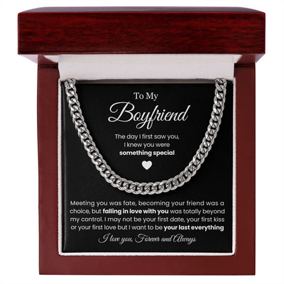 To My boyfriend Cuban Link Necklace Message anniversary birthday gift for him
