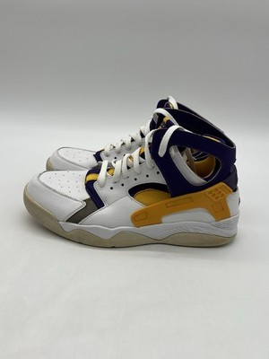 Rare Nike Air Flight Huarache Men Sz 11 Lakers White Gold Purple Sneakers Shoes