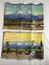 2 PERUVIAN INDIGENOUS QUECHUA ORIGINAL OIL PAINTINGS SIGNED by the Artist
