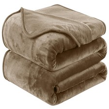 Plaid Couverture Polaire 130x150cm Brun Clair Doux et Chaude  350GSM Couvertu...