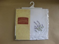 Lavender Pattern Embroidered Tray Cloth ~ Cotton ~ Past Times ~ Unused