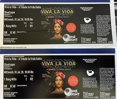 2x Tickets Oper Viva La Vida - A Tribute to Frida Kahlo 01.06.26 in Hannover
