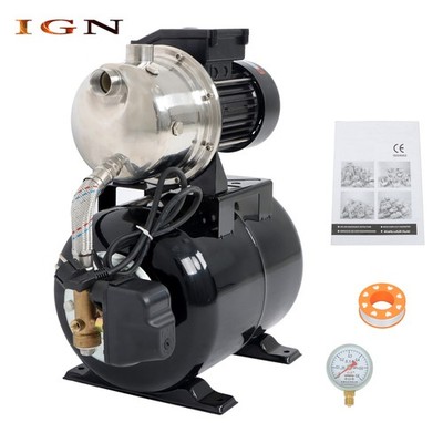 Shallow Well Pump Stainless Steel Pump With Pressure Tank 1.6HP 115V 1320GPH