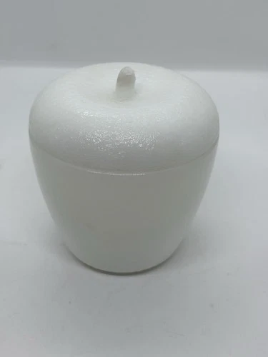 Vtg Hazel Atlas Milk Glass Apple Jam Jar W/Lid