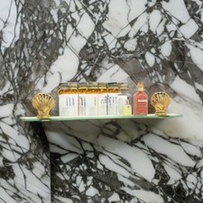 Bathroom Glass Shelf Bright Brass Brackets 23 5/8"L  Renovator's Supply