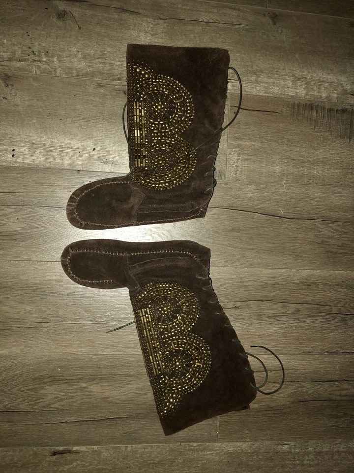 Jeffrey Campbell Fleetwood Moccasin Studded Suede Leather FL-MOC Boots 7 - Image 2 of 4