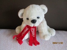 Gorgeous Coca Cola Merchandise/Sitting Polar Bear With Scarf, Pre Loved