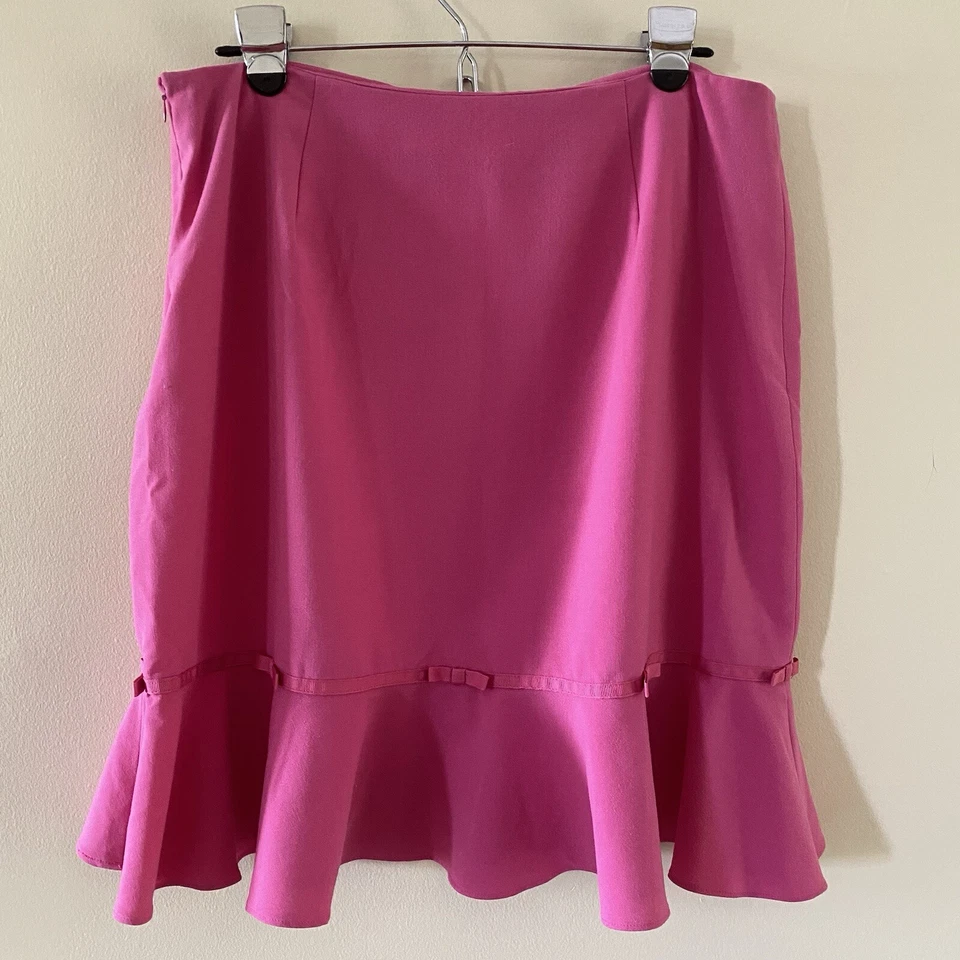 Винтажная розовая юбка с оборками Giorgio Fiorlini размер 16 сбоку на молнии длина до колена - Изображение 4 из 4