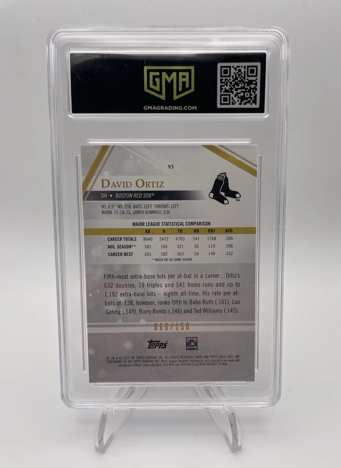 2021 Topps Gold Label #93 David Ortiz - Class 1 Blue /150 - GMA 10 Red Sox HOF - Image 2 of 2