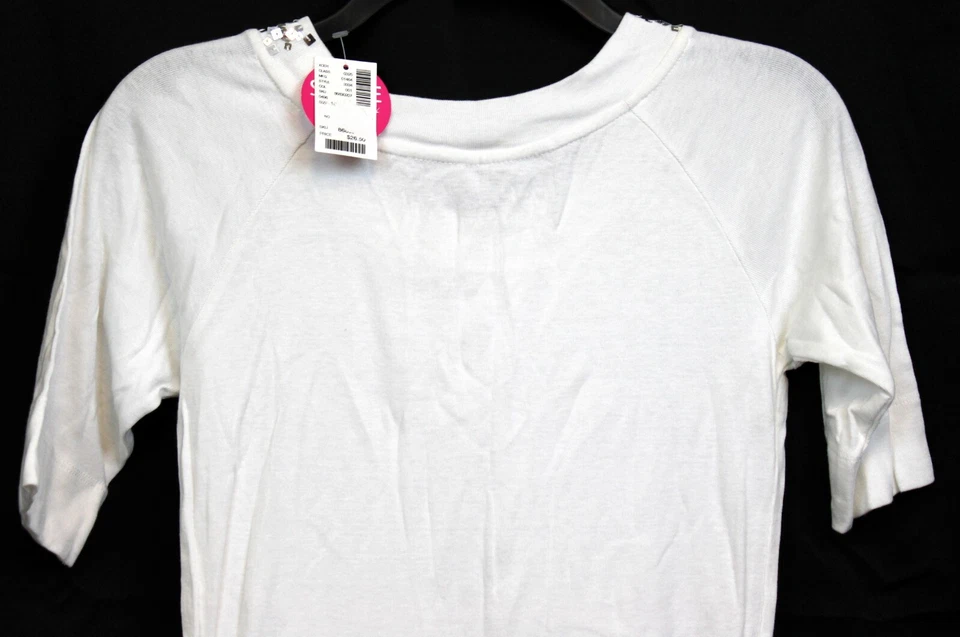 NEW Limited Too Y2K Shirt Sz 18 Casual White Silver Sequin Neckline Long 2000s - Image 4 of 4