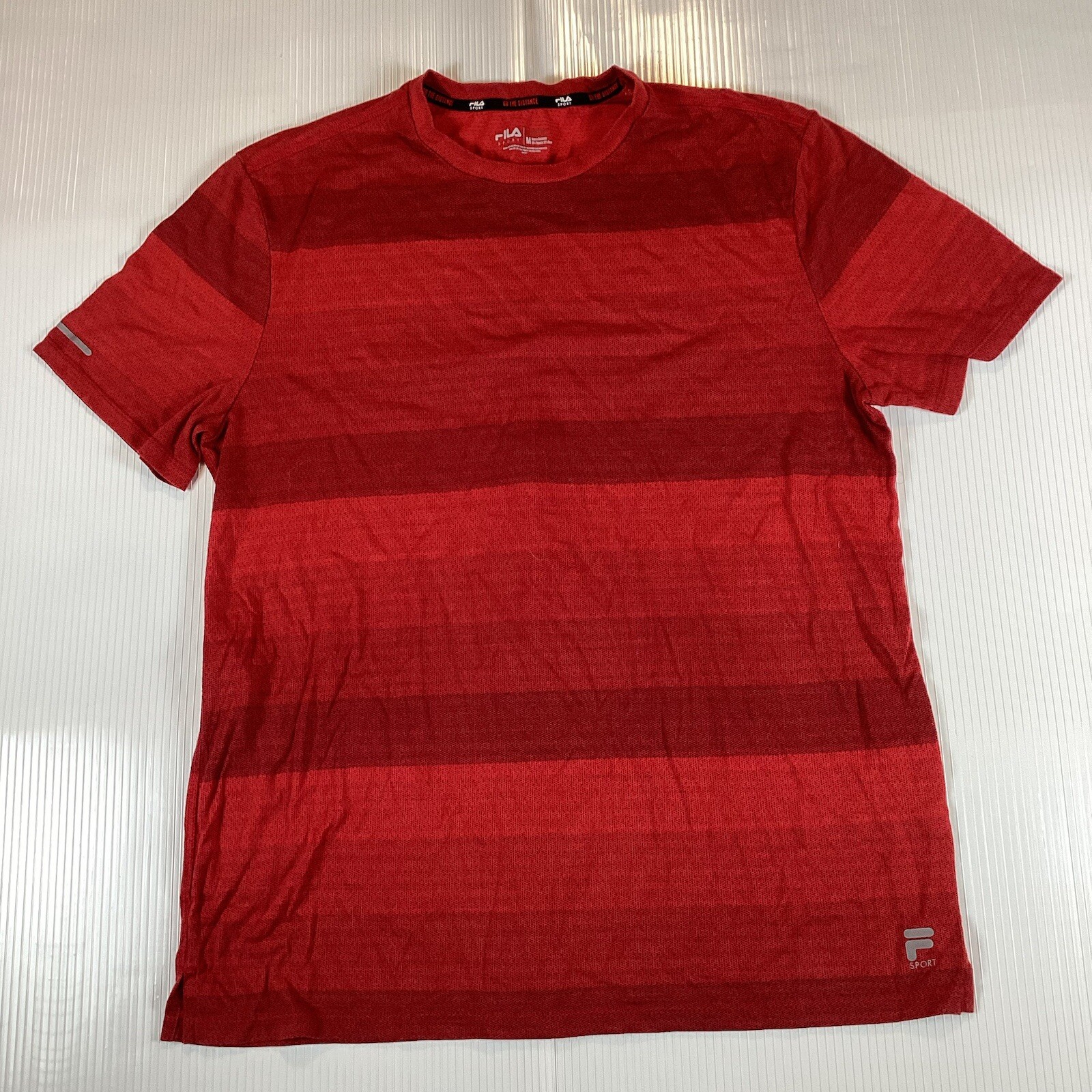 T shirt uomo Fila Sport taglia M media top manica corta girocollo rosso a righe