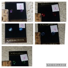 Austrian Crystal Hypo-allergic Silver Tone Heart Shape Earrings 5mm New