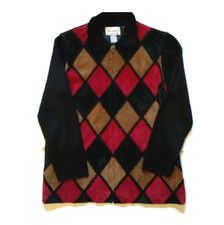 Linea Louis Dell'olio Women's M Argyle Suede Jacket Patchwork Contrast Sleeve