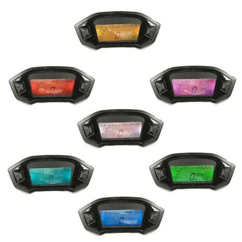 7 Colors Backlight Motorcycle LCD Digital Speedometer Odometer Tachometer Gauge - Image 4 of 4