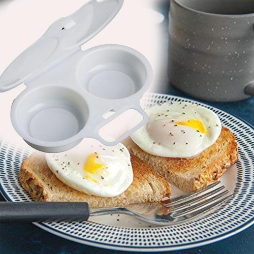 Microwave Double Cup Egg Cooker Steamer Perfect Eggs Poacher Cookware