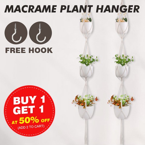 Plant Hanger Macrame Hanging Planter Basket Ropes Flower Pot Holder ...